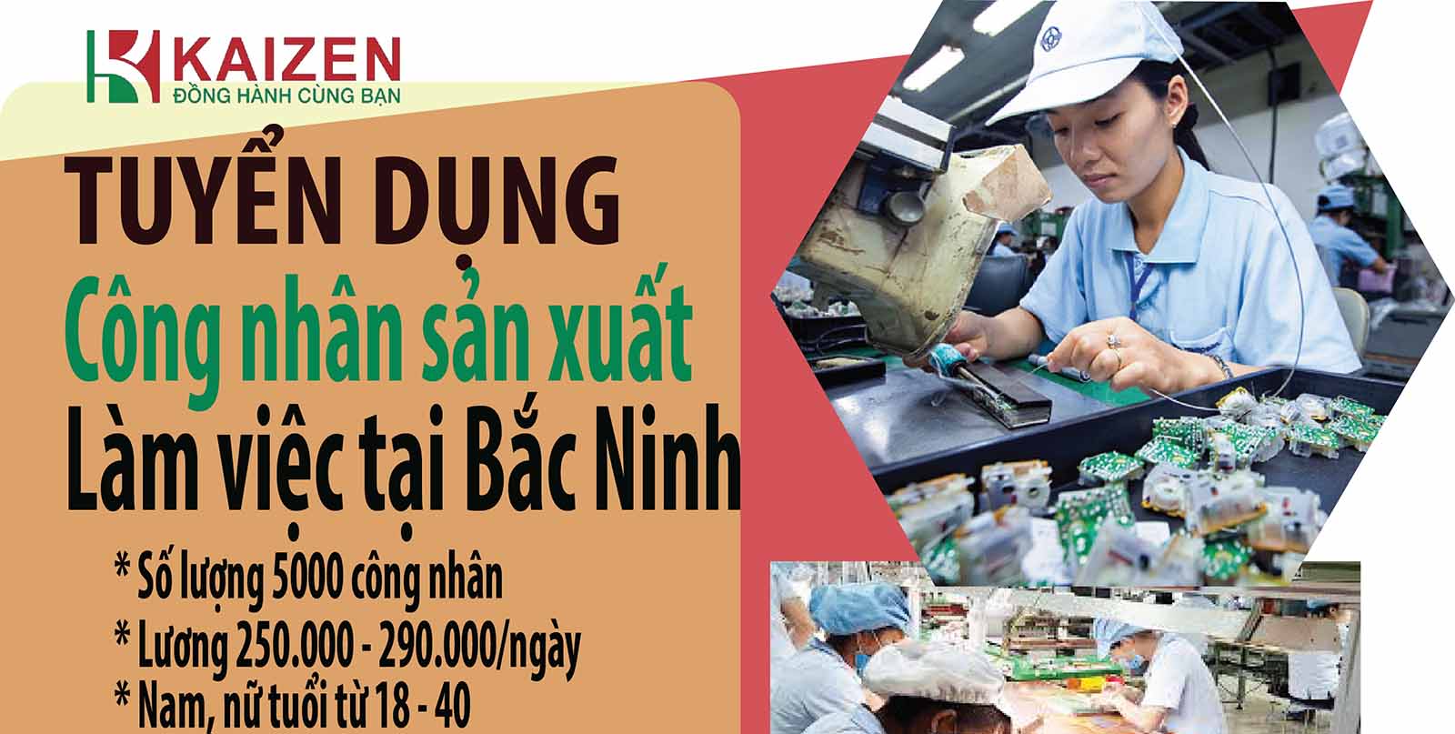 Cần tuyển gấp lao động đi làm việc ở các khu công nghiệp tại Bắc Ninh